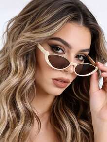 Kính râm unisex họa tiết da báo mắt mèo, thiết kế nửa gọng cong - Kính thời trang phong cách Bohemian, chống tia UV400, thích hợp cho kỳ nghỉ, du lịch, đi biển, thiết kế thanh lịch. - Nhiều màu - Xem 6