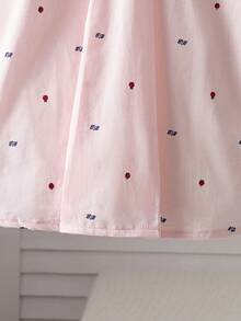 Girls' College Style Lapel Long Sleeve Thin T-Shirt, Spring - Pink - View 5