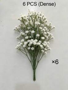 12/6支仿真满天星花，白色满天星，婚礼装饰，花束，触感逼真，适用于家居和办公室装饰、插花、人造中心摆件、户外花园和庭院装饰、婚礼生日新娘礼物派对装饰 - 白色 - 查看 17
