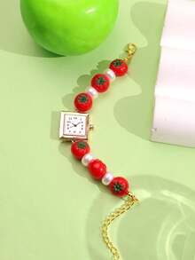1pc Creative Cute Simulated Tomato Shape Bracelet, Suitable For Women To Wear In Summer, Beach, Party And Other Occasions - Multicolor - View 6