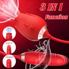 R RUIJU Valentine'S Day Gift: Dual-Purpose Rose Sex Product Simulation Sucking Massage Plus Vibration Stick In One: Multi-Frequency Sucking + Vibration Massage Device Gift With 8 Types Of Sucking + Vibration Modes For Women - Hoa hồng 2 - Xem 3