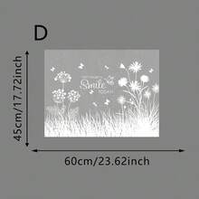 1/4 Peças Película Estática Fosca para Janela com Padrão Floral e Borboleta Branco com Citação Inspiradora para Privacidade da Cozinha e Banheiro, Decorativa, Reutilizável, Adesivo de Vidro Sem Cola - Película fosca branca - Visão 15