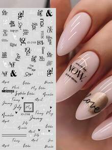 2件組簡約英文字母美甲貼紙 黑白 Love 字母單字 夏季美甲貼花哥德風 Y2K 簡約美甲飾品 婚禮/節日派對美甲裝飾 美甲用品 - 黑與白 - 查看 7
