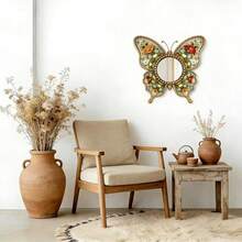 New Arrival Creative Nordic Style Bedroom Living Room Entrance Wooden 2D Retro Wall Hanging Decorative Mirror - A - View 7