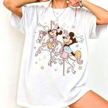 Loose Oversize  Cute Mickey Minnie Carousel Shirt, Watercolor Unicorn Disney Shirt, Disney Magical Carousel Tee, Minnie Mouse Disney Tee, Gift For Girls. -- Disneys Disneyland Paris The Magic Kingdom Disneyesque The House Of Mouse Mickey Mouse Empire Modest Summer Outfits Take That T Shirt Summer Coord Tops For Women Summer Summer Clothes Women Summer Clothes Summer Tops Summer Tops Women Summer Co Ord Summer Top Summer Outfits White Top Black Top Holiday Outfits For Women  Tops For Women Summer Holiday Gifts Valentine's Day Gifts Earth Day Gifts Oktoberfest Gifts Summer Bank Holiday Gifts - trắng - Xem 1