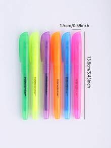 6 piezas Bolígrafos resaltadores fluorescentes, 6 colores, bolígrafos de colores, resaltadores, bolígrafos de gran capacidad, marcador de énfasis de vuelta a la escuela - Multicolor - Ver 7