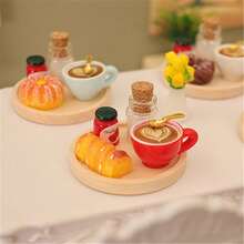 Bộ đồ chơi thực phẩm thu nhỏ 5 món/bộ, Mô hình bánh mì cà phê trà chiều cho nhà búp bê, Đồ trang trí chụp ảnh, Đồ trang trí để bàn - Nhiều màu - Xem 4