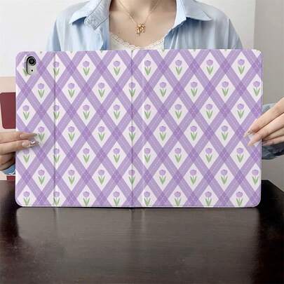 1 chiếc ốp lưng máy tính bảng in họa tiết hoa tulip tím Argyle, tương thích với iPad, ốp lưng thông minh đa năng tương thích với iPad - Tương thích với iPad Air 6/5/4, 10 (10.9"), iPad Pro 2024/M3/A16 2025 - Vỏ bảo vệ cao cấp cho công việc, du lịch và gia đình, tương thích với Galaxy Tab A8/A9+/S6 Lite/S7/S9 FE+/S10+, tương thích với Pad 5/5 Pro/6/6 Pro/7/7 Pro/6S Pro, tương thích với Oppo Pad, tương thích với Matepad, tương thích với Vivo Pad, tương thích với Honor Pad, tương thích với Xiaoxin Pad.