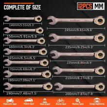 Bộ 12 cờ lê bánh cóc hệ mét, cờ lê kết hợp bánh cóc 8-19mm kèm hộp đựng, 72 răng bằng thép crom vanadi. - Cờ lê mạ điện, hai đầu, 10mm - Xem 3