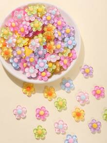 夢幻風花卉樹脂裝飾，凸面平底亮面花朵飾件，可愛混色糖果色小花，適用於珠寶製作、DIY手工、卡片裝飾、手機與髮飾配件 - 夢幻之花 - 查看 3