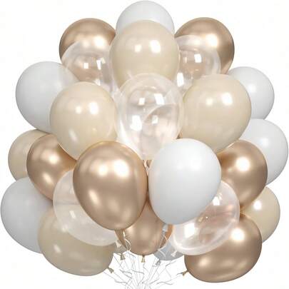 48pcs/28pcs 10-Inch Transparent Balls, Sand White, Metallic Champagne Gold, White Latex Balloons Arch Decoration Set, Suitable For Wedding, Birthday Party, Anniversary, Christening, Party Supplies