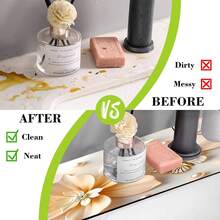 1pc Flower Theme Pattern Sink Drain Pad, Quick-Drying Diatomite Bathroom Faucet Pad, Trimmable Holiday Decorations, Household Kitchen Drain Pad, Washbasin Protection Pad, Suitable For All Kinds Of Faucets In Bathroom And Kitchen. - Multicolor - View 10