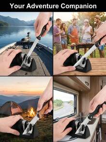 Portable Knife Sharpener – 2-Stage Tungsten Steel & Ceramic Rod Sharpener For Camping, Picnic, Fishing, And Outdoor Adventures – Compact Mouse-Shape Design Fits In Backpack, Glove Box, Or Tool Kit – Restore Razor-Sharp Edge In Seconds - Black - View 7