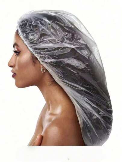 50/100pcs Extra Long Disposable Transparent Shower Caps - Suitable For Women With Thick Long Hair, Braids And Dreadlocks, High Elasticity Quality Shower Caps, Suitable For Travel, SPA, Salon And Home, Reliable Hair Coverage, Stretchable Shower Caps