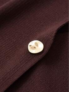 Áo khoác cardigan dệt kim tay cánh dơi màu trơn thường ngày - Cà phê nâu - Xem 6
