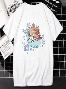 Japanese Anime T-Shirt Women's Harajuku Ullzang T-Shirt Retro Aesthetic Cartoon T-Shirt For Girls 90s Top T-Shirt - 白色的 - 查看 1
