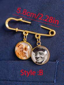 Custom Photo Corsage Brooch, Personalized Photo Corsage Brooch, Groom Or Bride Father Gift, Bride's Gift To Groom On Wedding Day - C-photo Pin - View 3