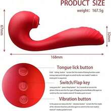 Tongue Licking And Tapping VibratorMulti-Point Stimulation Vibration Massage Stick Adult Sex Toy For Women Masturbator Vibrator Dildo - Hot Pink - View 2