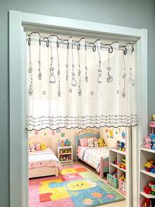 1 chiếc rèm cửa sổ nửa cánh thêu họa tiết dễ thương, không cần khoan, thích hợp cho nhà bếp, quán cà phê, ban công. - Nhiều màu - Xem 8
