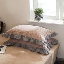 Bộ 1 cặp vỏ gối cotton 48x74cm, chất liệu cotton đã qua xử lý, kèm ruột gối bằng da thật và lớp lót, vỏ gối 100% cotton. - A - Xem 11