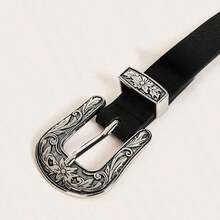 Western Style Pin Buckle Fashion Versatile Decorative Belt For Women - Black - View 12