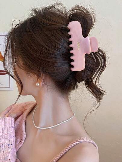 1 chiếc kẹp tóc nhựa chữ màu hồng và vàng dành cho nữ, phụ kiện tóc tối giản, thanh lịch, đa năng phù hợp cho hàng ngày, thường ngày, dự tiệc, đi làm, đi biển, thích hợp cho tóc đuôi ngựa, búi tóc, rửa mặt, trang điểm.