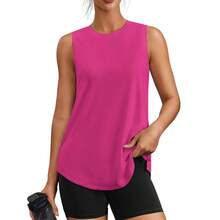 PINSPARK Workout Tops For Women Sleeveless Athletic Tank Tops UPF 50+ Running Tanks With Side Slits Loose Fit Gym Yoga Shirt - Hot Pink - View 1
