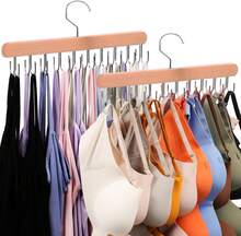 2 Pack Tank Top Hanger, 40 Hooks Large Capacity Bra Hanger, Bra Hangers For Closet Organizer &Amp; Storage, Tank Top Hangers Space Saving, Standard Hangers For Sports Bras, Tank Top (Wood, 2 Pack) - ColorB - View 1
