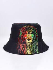 1pc Unisex Reversible Bucket Hat, UK Flag & Lion Print Sun Cap, Foldable UV Protection Beach Hat For 2026 World Cup & Music Festivals - Reversible Fisherman's Hat - View 8