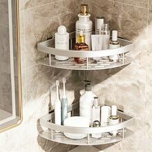 Étagère de salle de bain sans perçage, étagère d'angle de douche anti-rouille et imperméable, meuble de salle de bain mural robuste - sans perçage requis, installation facile, sans accumulation d'eau, grande capacité de stockage, convient pour la salle de bain, la cuisine, le dortoir et l'appartement, étagère de rangement pour salle de bain, accessoires de décoration de salle de bain minimaliste moderne, étagère de rangement de salle de bain à plusieurs niveaux et grande capacité, accessoires de salle de bain durables - Multicolore - Voir 2