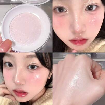 HERORANGE Poudre de finition scintillante rotative, poudre lâche rose ultra-fine à paillettes, tenue longue durée toute la journée, illumine et fixe le maquillage, multi-usage comme highlighter et ombre à paupières pailletée, contrôle de l'huile avec une houppette intégrée, convient aux adolescents débutants, cosmétiques de marque abordables, excellent cadeau pour les filles
