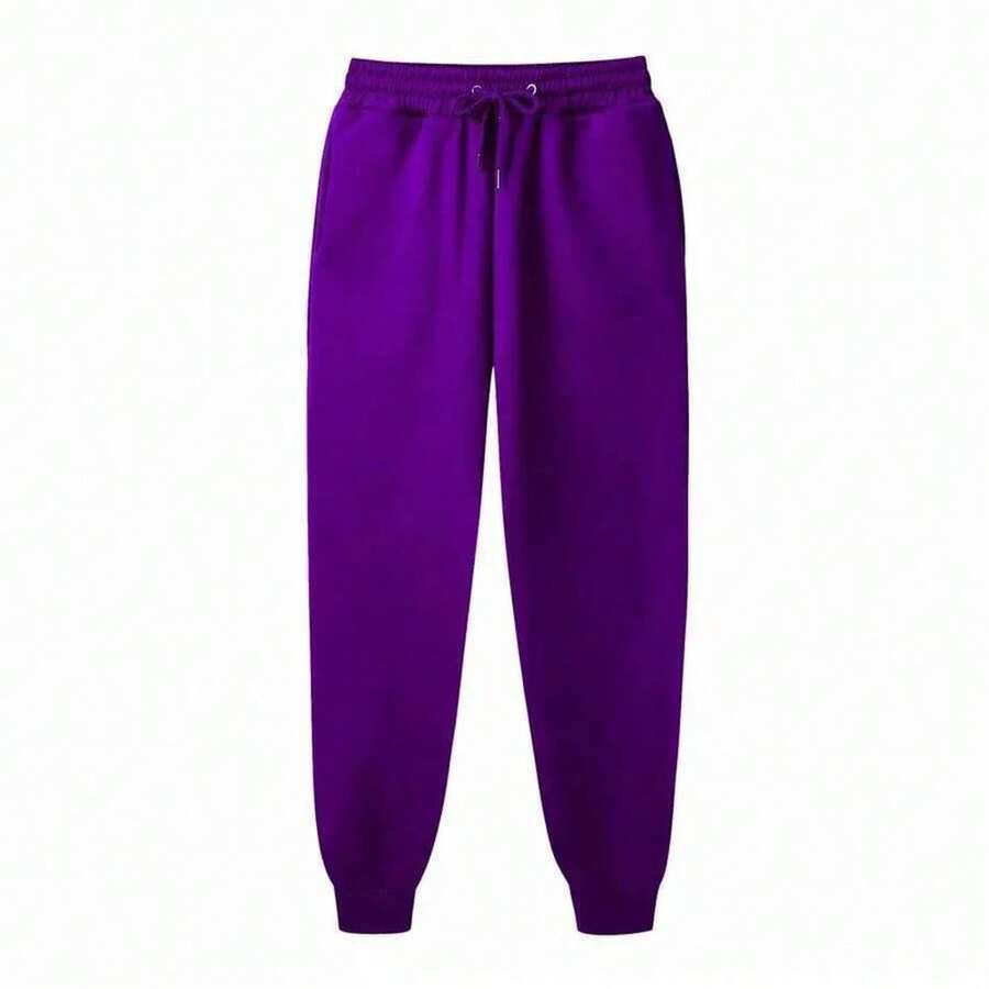Pantalones de chándal informales para hombre, pantalones deportivos para correr, entrenamiento, gimnasio, trotar, pantalones largos para mujer, pantalones sueltos con cordón, moda en 11 colores - Morado - Ver 1