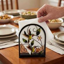 صندوق مناديل عمودي أكريليك بطراز حديث. تصميم أنيق بنقوش الطيور الجميلة والنباتات والحشرات. يمكن وضعه بشكل مستقل على طاولة الطعام أو مطبخ أو غرفة المعيشة. موزع مناديل ورقية فنية كديكور مكتبي وإكسسوار منزلي. - متعدد الألوان - مشاهدة 3