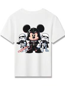 Disney Mickey Mouse Double-Sided Printed Pattern Suitable For Boys And Girls T-Shirts Childrens Clothing Design Casual And Versatile Short-Sleeve Style Comfortable Casual Wear For The Whole Year Ideal For Parties And Play Machine Washable Kids Clothing Gifts Boys Short Sleeves - White - View 3