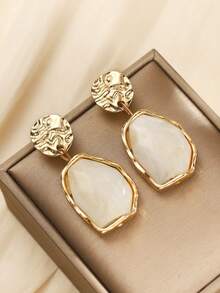 1 Pair Bohemian Luxury Resin Minimalist Classic Versatile Earrings - Beige - View 3
