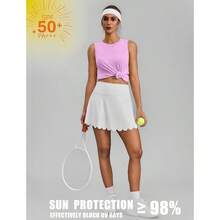 PINSPARK Workout Tops For Women Sleeveless Athletic Tank Tops UPF 50+ Running Tanks With Side Slits Loose Fit Gym Yoga Shirt - Light Pink - View 5