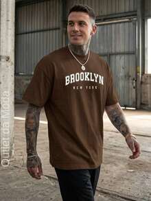BROOKLYN BCO Men's T-Shirt 100% Cotton Premium Mesh Shirt - Óxido marrón - Ver 2