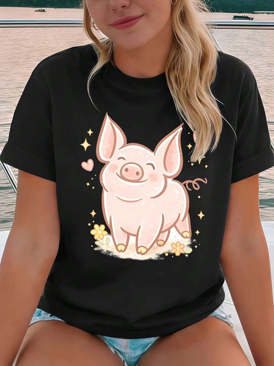 Dam-T-shirts - Svart - Visa 1