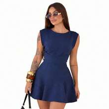 Women's Short Dress With Tailored Shorts | Muscle Shoulder | High Quality - 藏蓝色 - 查看 2
