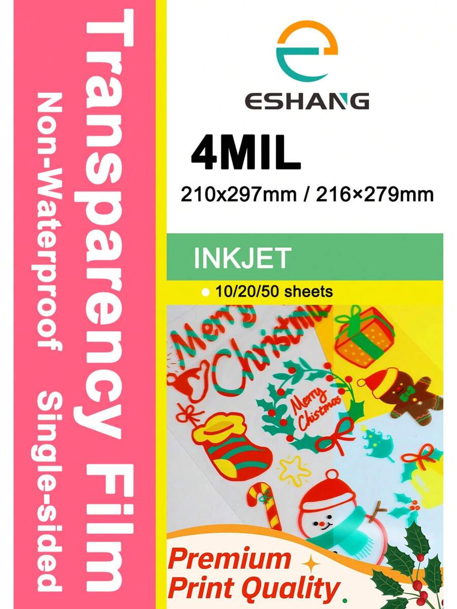 100% Transparent Inkjet Printer Film, Suitable For Handmade Crafts, Projectors, Screen Printing, Single-Sided Printing, Non-Waterproof - INKJET - View 1