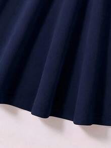 Girls' Solid Color Polo Collar Sleeveless Casual Dress - Navy Blue - View 5