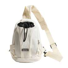 Lightweight Drawstring Crossbody Sling Bag | Men's Black Nylon With Side Pocket | Adjustable Wide Strap Water-Resistant - Multicolor - View 13