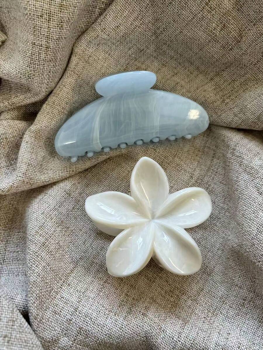 Bộ 2 kẹp tóc nhựa nhẹ màu xanh trắng, dài 10,5cm, kiểu dáng thời trang, đa năng, thanh lịch, thiết kế tối giản, phù hợp với tóc dày, thô, dùng hàng ngày, thường ngày, dự tiệc, đi làm, đi nghỉ mát, buộc tóc đuôi ngựa, búi tóc, rửa mặt, trang điểm, phối đồ, chụp ảnh. - Nhiều màu - Xem 1