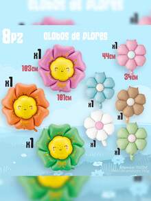 Kit 8pz Globo Flores Primavera Fiesta Festival Cumpleaños - Ver 2