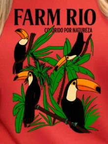 Women's T-Shirt Colorful By Nature 100% Cotton Women's T-Shirt Brazil Stylish 100% Cotton Stylish Toucans Brazilian - 紅色 - 查看 4