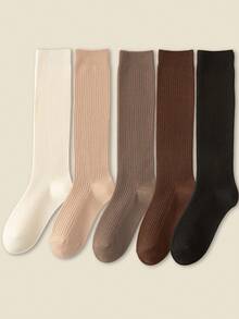1 Pair/5 Pairs Women's Thick Cashmere Blend Knee,High Socks, Warm For Autumn/Winter, Cozy Socks - Multicolor - View 19
