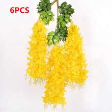1/6/12 bông hoa dây leo tử đằng màu tím nhân tạo - Màu vàng - Xem 9
