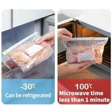 60 Pcs Leak-Proof Reusable Safety Ziplock Bags, 3 Sizes For Food Storage And Multiple Scenarios,Leakproof Material For Kitchen Organization,Transparent Fresh-Keeping Sealable Bags, Reusable, With A Stand-Up Zipper Design And A Cup-Shaped Opening, Suitable For Fruits, Grains, Vegetables And Meats - View 5
