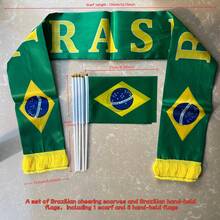 1 Set Argentina/Brazil/Colombia Cheerleading Scarf And Hand Waving Flags, Including 1 Scarf And 5 Hand Flags, Football Match Accessories - Suitable For Events, Parties, Business, Sports, Festivals, Home Decor, Outdoor Decor - A - View 13