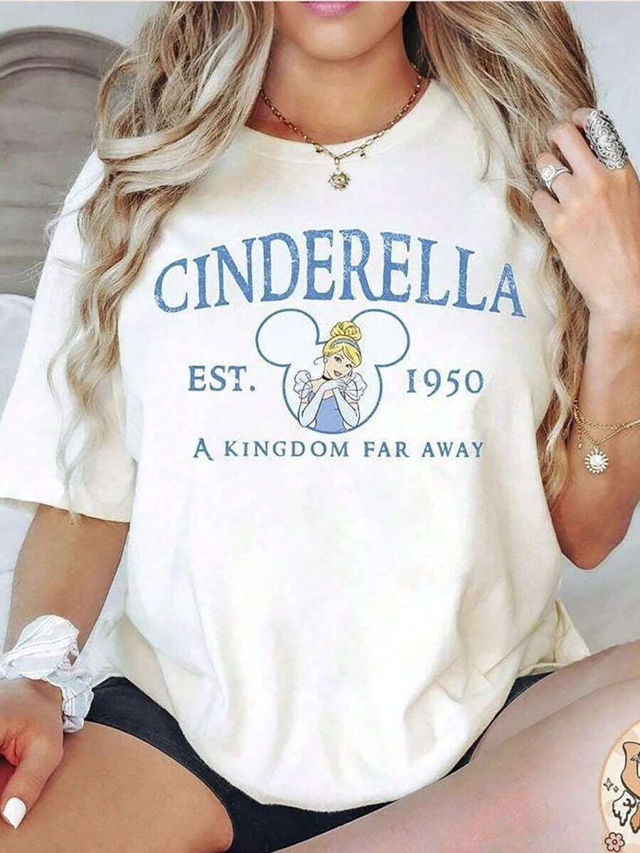 Disney Cartoon 1950 Fairy Tale Castle Printed T-Shirt, Suitable For Daily Wear, Easy To Wear In Summer, Micro-Elastic, Soft Round Neck Casual Daily Shirt, Round Neck Summer Sweatshirt, For Both Men And Women, Loose Version, Holiday Gift. -- Disneys Disneyland Paris The Magic Kingdom Disneyesque The House Of Mouse Mickey Mouse Empire Modest Summer Outfits Take That T Shirt Summer Coord Tops For Women Summer Summer Clothes Women Summer Clothes Summer Tops Summer Tops Women Summer Co Ord Summer Top Summer Outfits White Top Black Top Holiday Outfits For Women  Tops For Women Summer Holiday Gifts Valentine's Day Gifts Earth Day Gifts Oktoberfest Gifts Summer Bank Holiday Gifts - trắng - Xem 1